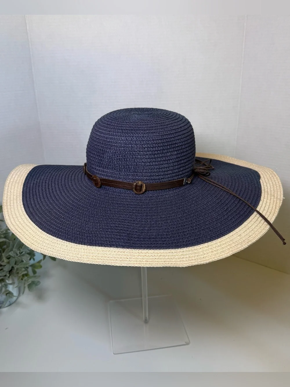 Lucky 7 Women’s Wide Brim 2 Tone 100% Paper, Straw Floppy Feminine Beach Sun Hat